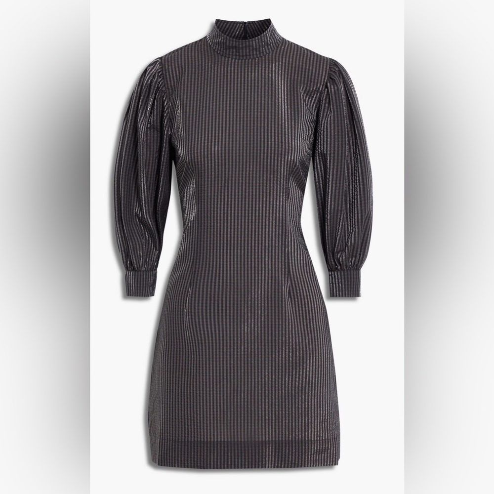 GANNI womens Checked seersucker mini dress